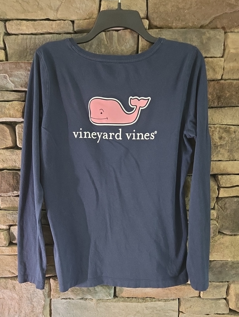 Vineyard Vines Navy Long-Sleeve Whale Logo Tee